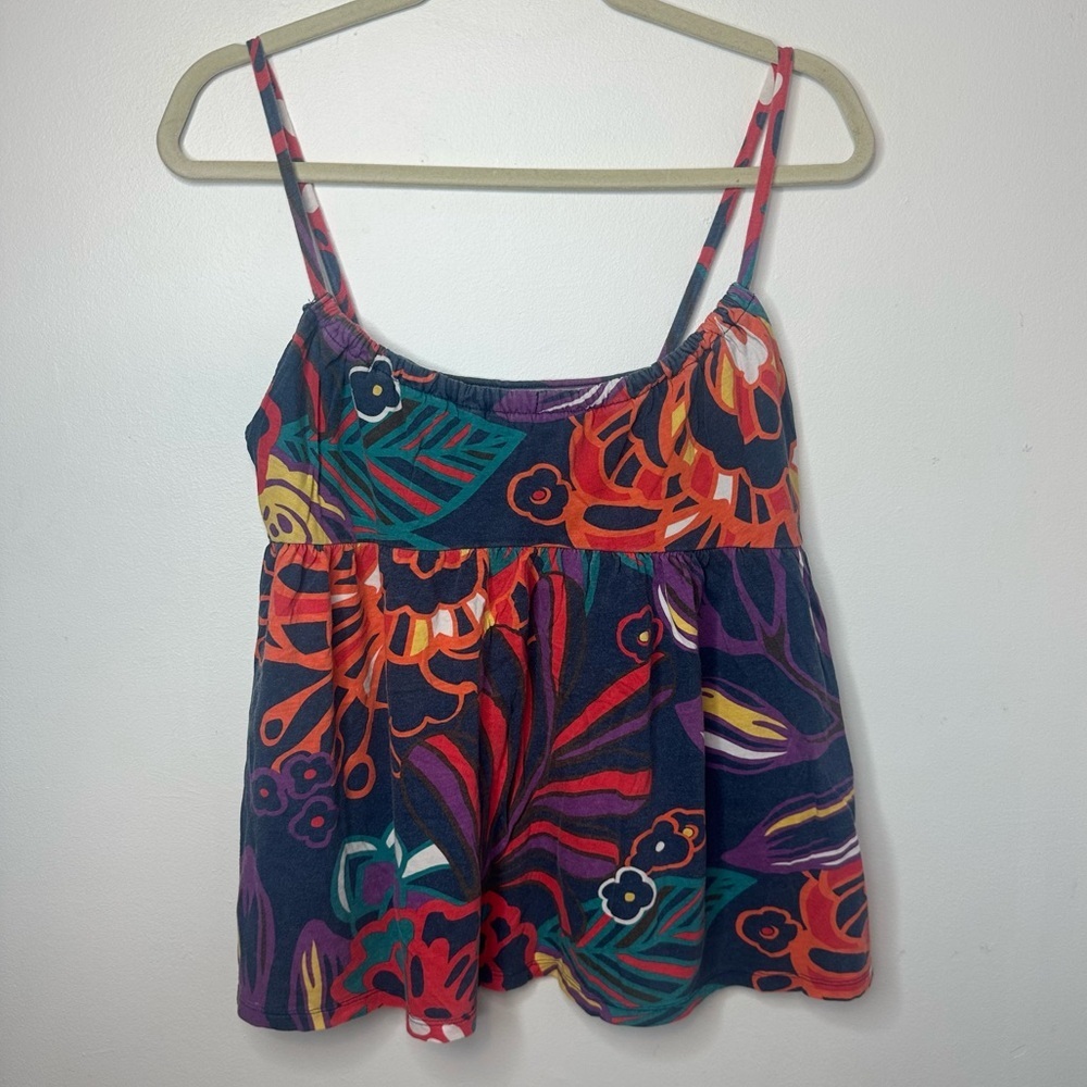 Old Navy Tropical Colorful Blue Spaghetti Tank Vintage Y2K Size M Medium